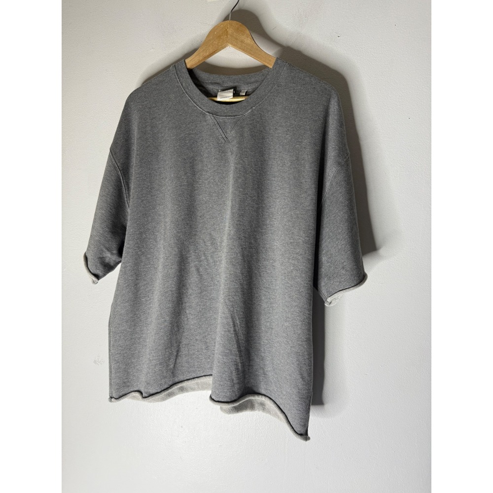 Aritzia Sweatfleece Boyfriend Fit Short Sleeve Sweatshirt Heather Grey Large